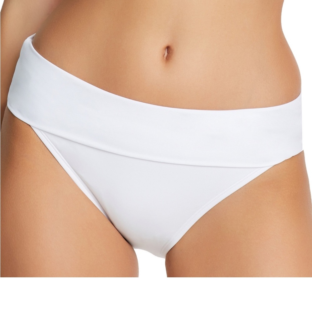 Bleu by Rod Beattie Foldover Hipster Bikini Bottoms‎ Swimsuit White 8 NWT- flaw